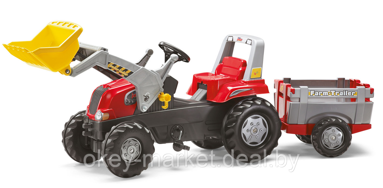 Детский педальный трактор с прицепом и ковшом Junior Rolly Toys 811397