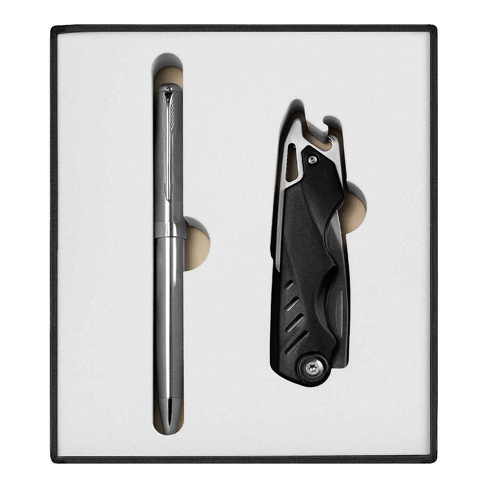 ОПТ Набор подарочный Solution Superior Duo (ручка Universal серебро, нож Tools Impression) - фото 1 - id-p216107031