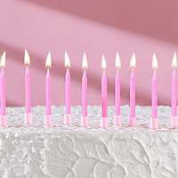 Свечи для торта Неон розовые, 10 шт
