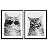 Набор из двух постеров 30х40 Животные (Котики в очках) (3)