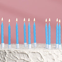 Свечи для торта Неон синие, 10 шт