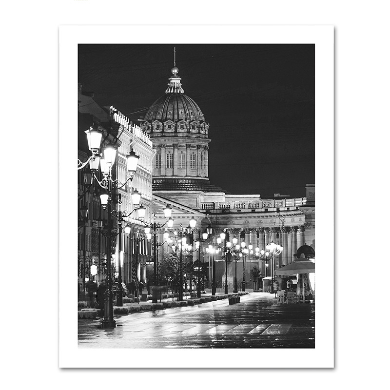 Постер на подложке 40х50 ЧБ (Ночь в Петербурге) (10) - фото 1 - id-p216080503