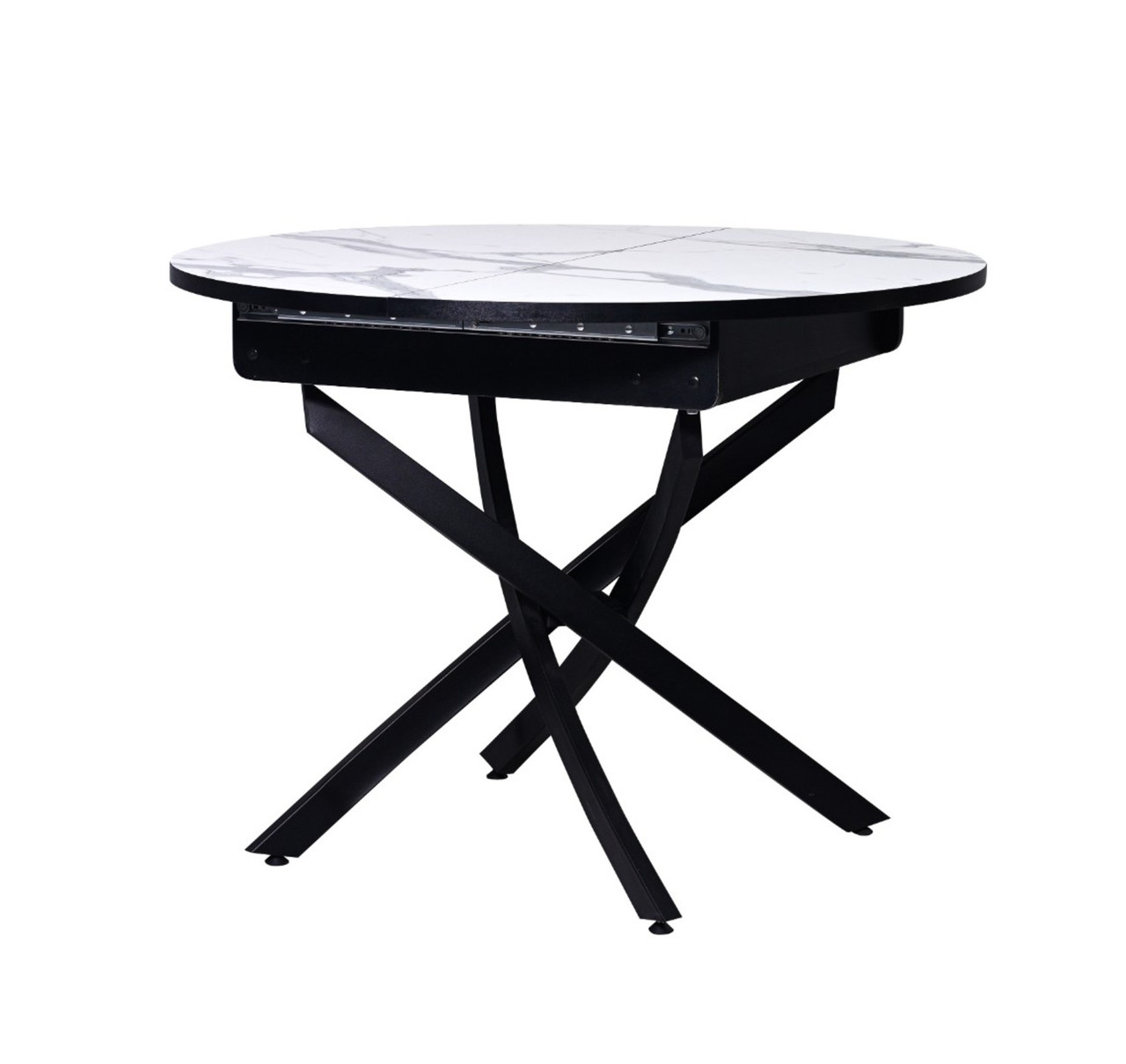 Стол №31 Пластик Мрамор белый 3027/черный муар (круг) - фото 1 - id-p216119974