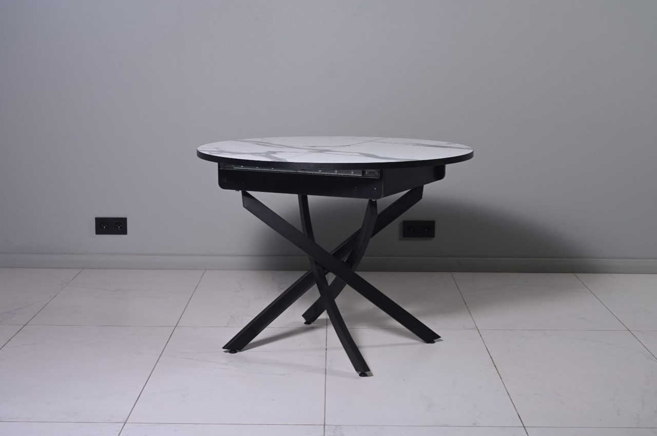 Стол №31 Пластик Мрамор белый 3027/черный муар (круг) - фото 2 - id-p216119974