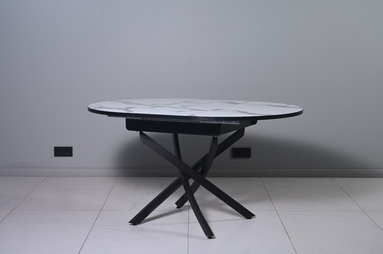 Стол №31 Пластик Мрамор белый 3027/черный муар (круг) - фото 4 - id-p216119974