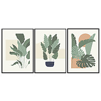 Набор из трех постеров 50х70 Абстракция (Винтажные растения или листья) (2)
