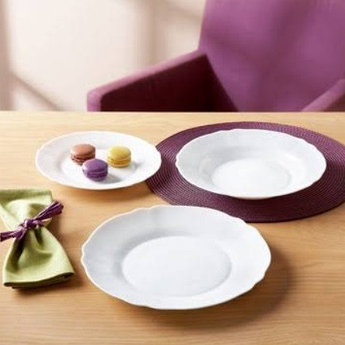 Набор столовой посуды Обеденный сервиз Суповые десертные тарелки белые на 6 персон 18 предметов Цветок