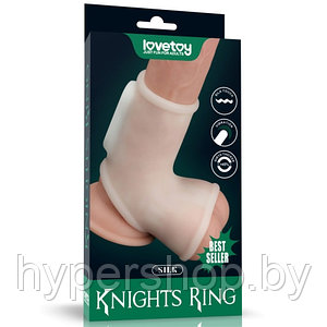 Вибронасадка на пенис и мошонку Vibrating Silk Knights Ring with Scrotum Sleeve