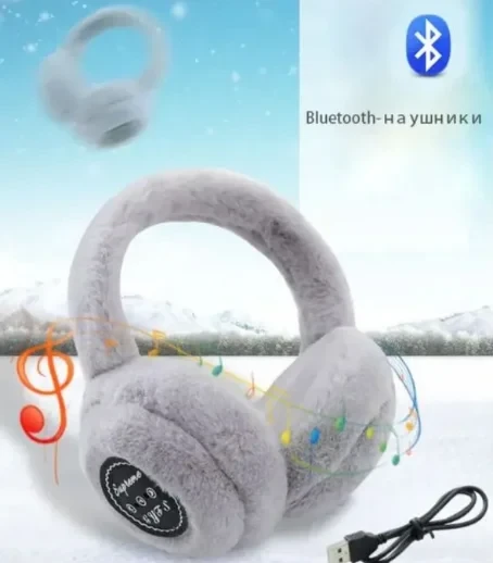 Беспроводные Bluetooth наушники меховые - фото 4 - id-p216142435