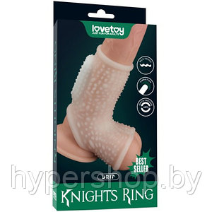 Рельефная вибронасадка на пенис и мошонку Vibrating Drip Knights Ring with Scrotum Sleeve