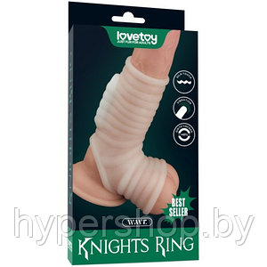 Рельефная вибронасадка на пенис и мошонку Vibrating Wave Knights Ring with Scrotum Sleeve