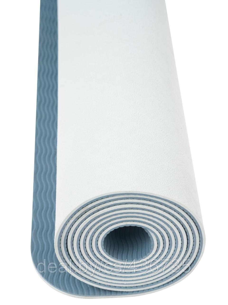 Коврик для йоги Tunturi TPE, 4мм, голубой - фото 3 - id-p134049710
