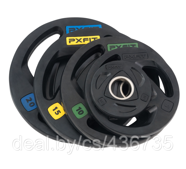 Олимпийский обрезиненный диск PX-Sport, черный с цветной вставкой, 5 кг - фото 3 - id-p181313742