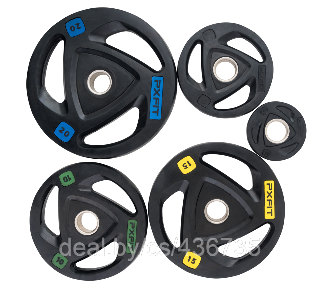 Олимпийский обрезиненный диск PX-Sport, черный с цветной вставкой, 2,5 кг - фото 3 - id-p181313525