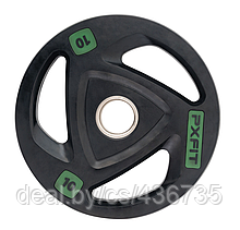 Олимпийский обрезиненный диск PX-Sport, черный с цветной вставкой, 10 кг