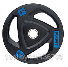 Олимпийский обрезиненный диск PX-Sport, черный с цветной вставкой, 20 кг