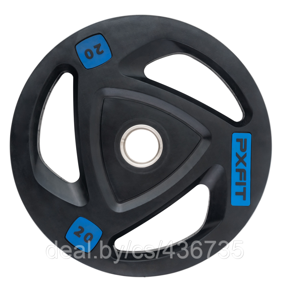 Олимпийский обрезиненный диск PX-Sport, черный с цветной вставкой, 20 кг - фото 1 - id-p181315114