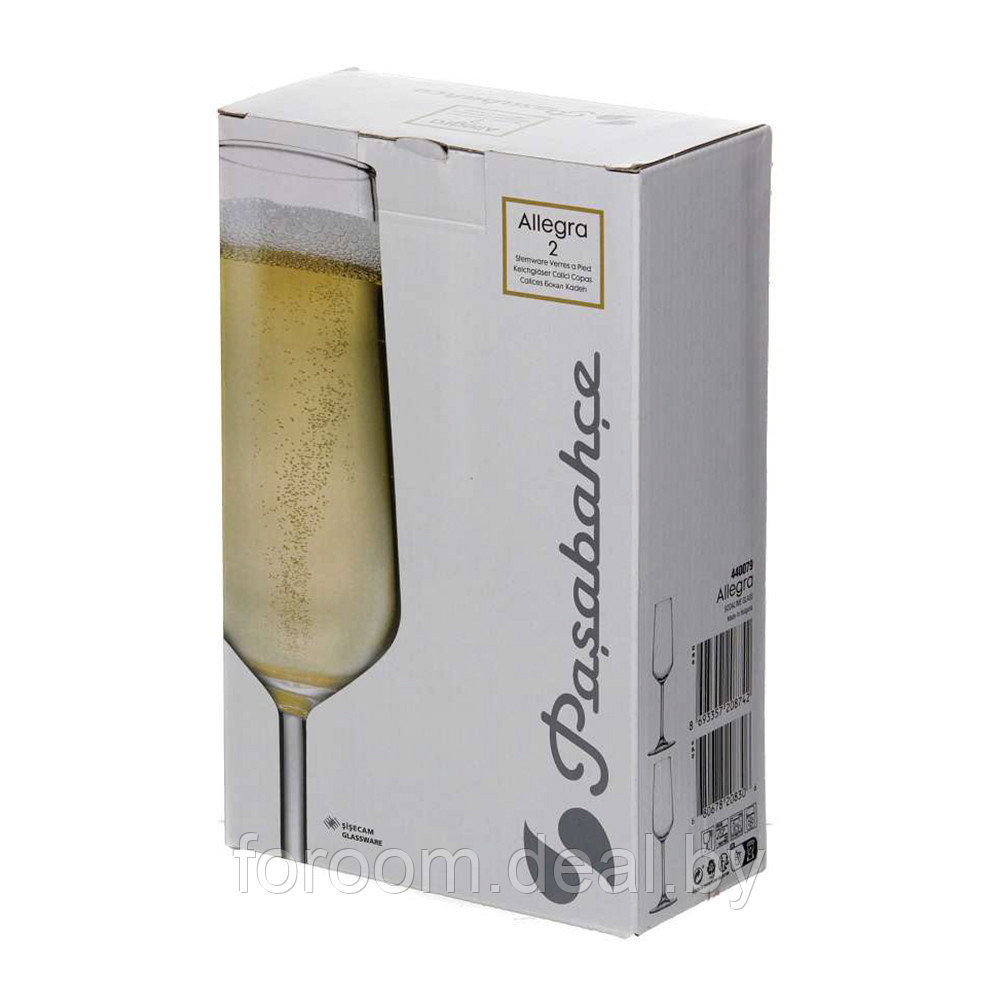 Комплект бокалов 195мл (2шт.) для шампанского Pasabahce Allegra 440079 1204270 - фото 3 - id-p216145748