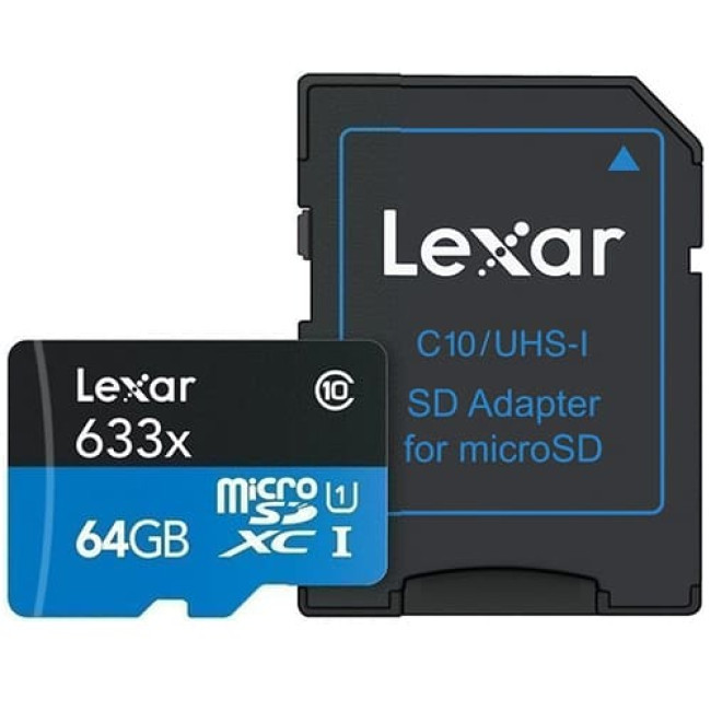 Карта памяти Lexar 633x microSDXC LSDMI64GBB633A 64GB (с адаптером) - фото 1 - id-p216145988