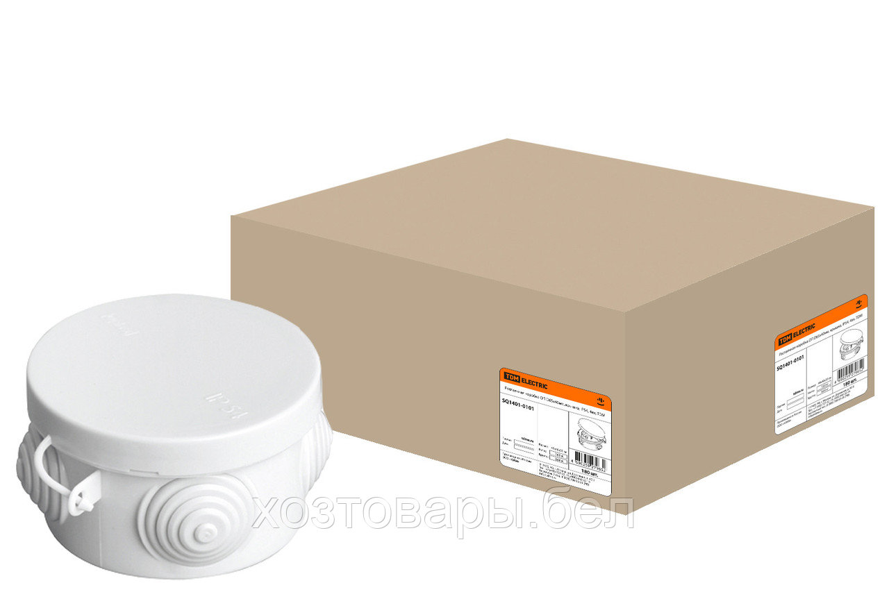 Распаячная коробка TDM ОП D65х40мм, крышка, IP54, 4вх. /180 - фото 1 - id-p216146461
