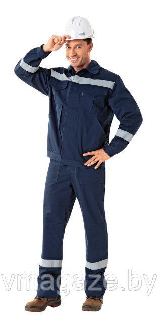 Костюм рабочий Балтика с брюками 100% х/б (цвет темно-синий) - фото 1 - id-p216151257