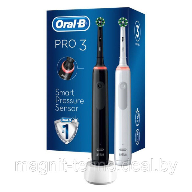 Комплект зубных щеток Oral-B Pro 3 3900 Duo Cross Action + Sensi White D505.523.3H - фото 1 - id-p216152373