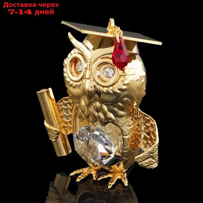 Сувенир "Сова", 4,5×3,5×5,5 см, с кристаллами Сваровски - фото 1 - id-p215604191