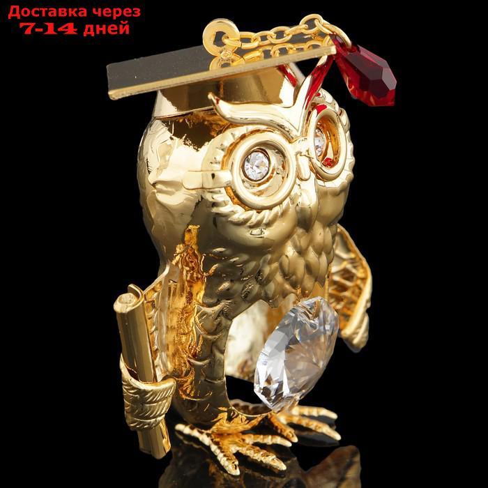 Сувенир "Сова", 4,5×3,5×5,5 см, с кристаллами Сваровски - фото 2 - id-p215604191