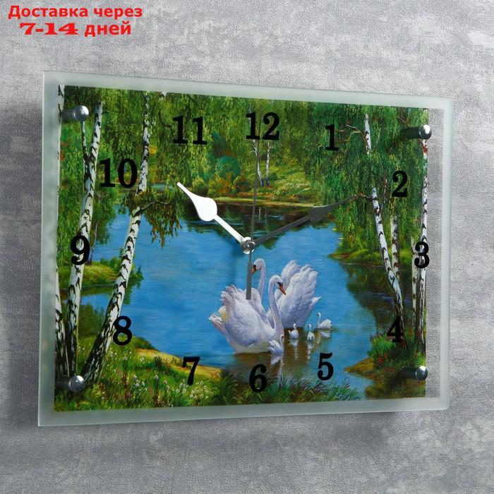 Часы настенные прямоугольные "Лебеди", 25х35 см - фото 2 - id-p215604207