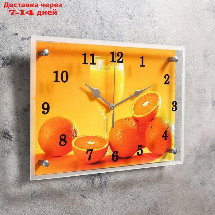 Часы настенные, серия: Кухня, "Апельсины и бокал", 25х35 см, микс - фото 2 - id-p215604231