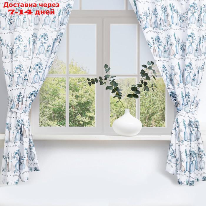 Комплект штор д/кухни с подхватами "Flower mood" 145х180см-2 шт.,100% п/э - фото 1 - id-p215606639