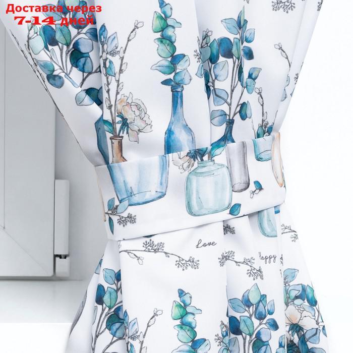 Комплект штор д/кухни с подхватами "Flower mood" 145х180см-2 шт.,100% п/э - фото 3 - id-p215606639