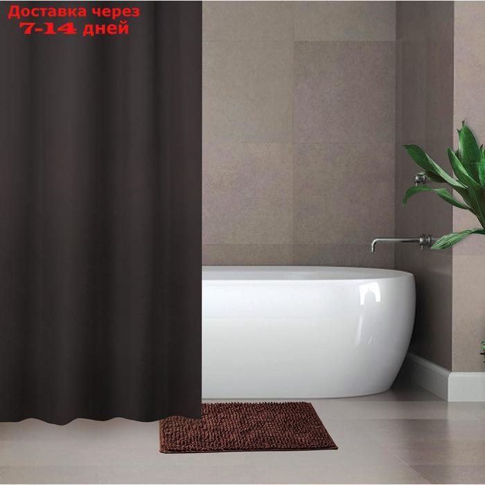 Набор для ванной SAVANNA "Комфорт": штора 180×180 см, ковёр 40×60 см, цвет коричневый - фото 1 - id-p215606656
