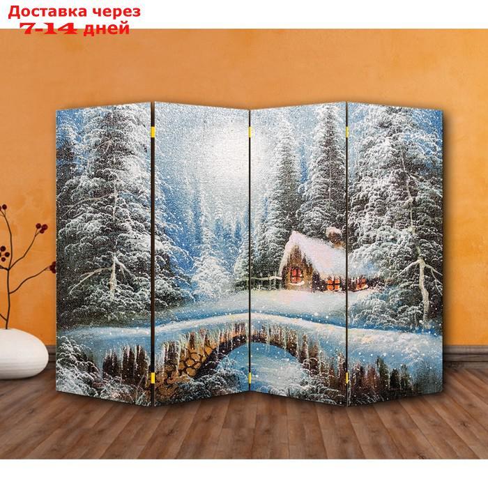 Ширма "Картина маслом. Зимний лес", двухсторонняя, 200 × 160 см - фото 1 - id-p216015543