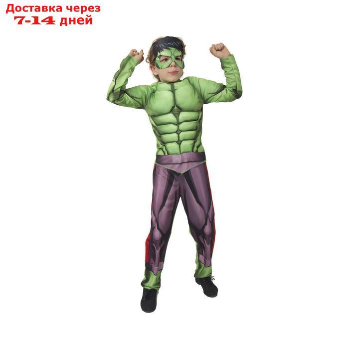 Карнавальный костюм "Халк" с мускулами, текстиль, куртка, брюки, маска, р. 34, рост 134 см - фото 2 - id-p216018504