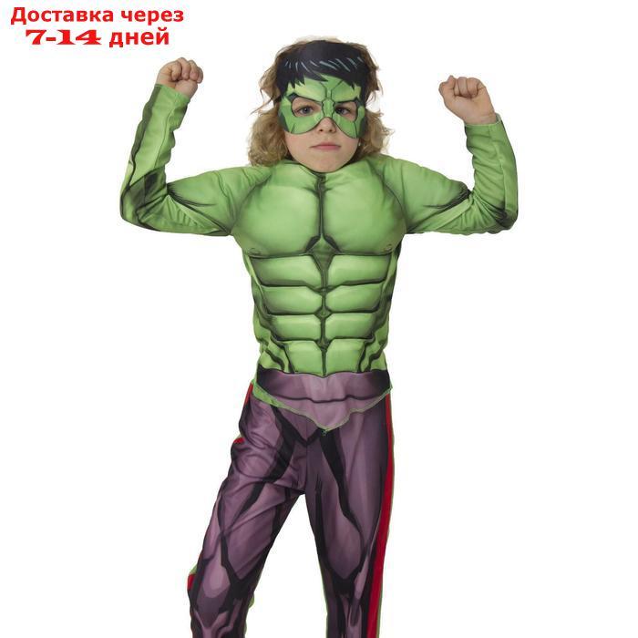 Карнавальный костюм "Халк" с мускулами, текстиль, куртка, брюки, маска, р. 34, рост 134 см - фото 3 - id-p216018504