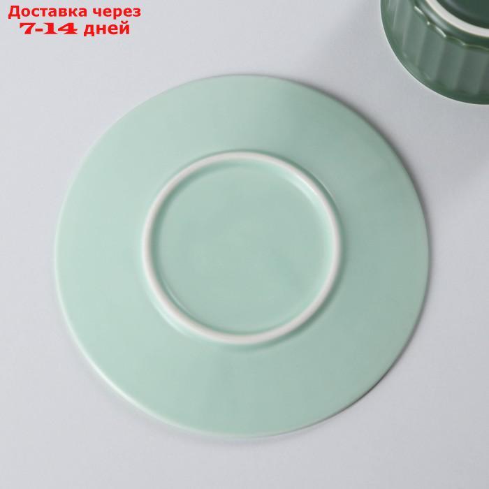 Чайная пара "Профитроль", чашка 200 мл, блюдце d=13,7 см, цвет зелёный/мятный - фото 3 - id-p215607173