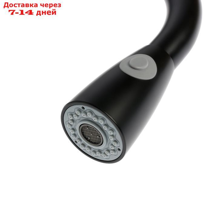 Смеситель для кухни ZEIN, нержавеющая сталь, с выдвижной лейкой, 2 режима, цвет черный - фото 9 - id-p215605576