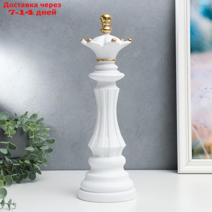 Сувенир полистоун "Шахматная фигура - Ферзь" белый с золотом 37х12х12 см