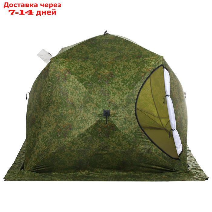 Палатка зимняя "СТЭК" КУБ 4-местная, трёхслойная, цвет камуфляж ДМ - фото 2 - id-p216017737