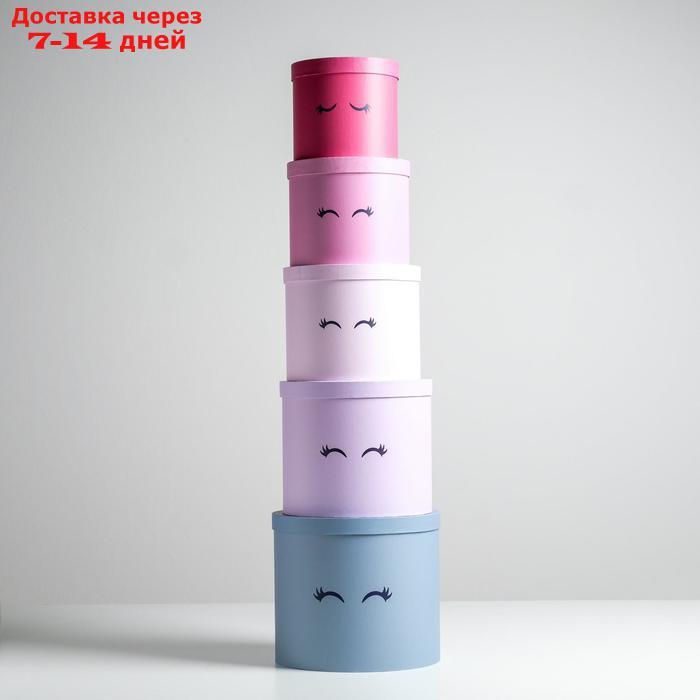 Набор шляпных коробок для цветов 5 в 1 "Глазки", 14 × 13 см - 22 × 19,5 см - фото 4 - id-p216016069