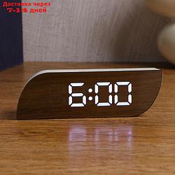 Часы-будильник электронные с календарём и термометром, 3 ААА, от USB, 15х3.5х5 см