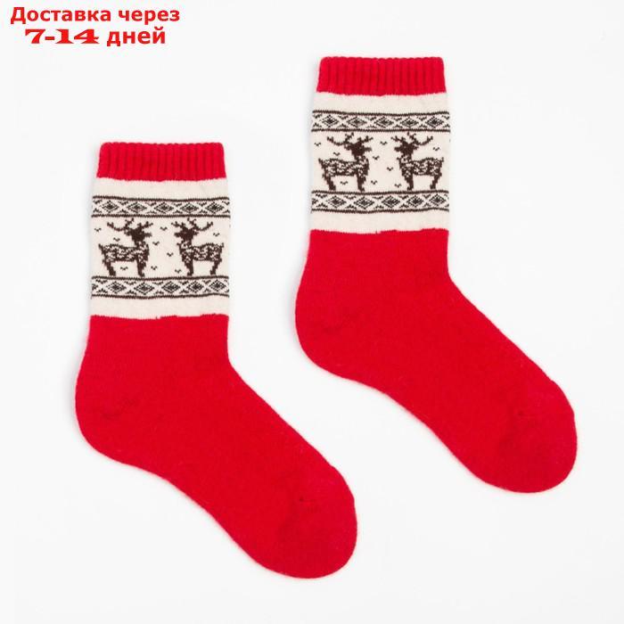 Носки женские шерстяные с оленями, цвет красный, размер 23 (35-37) - фото 2 - id-p215606175