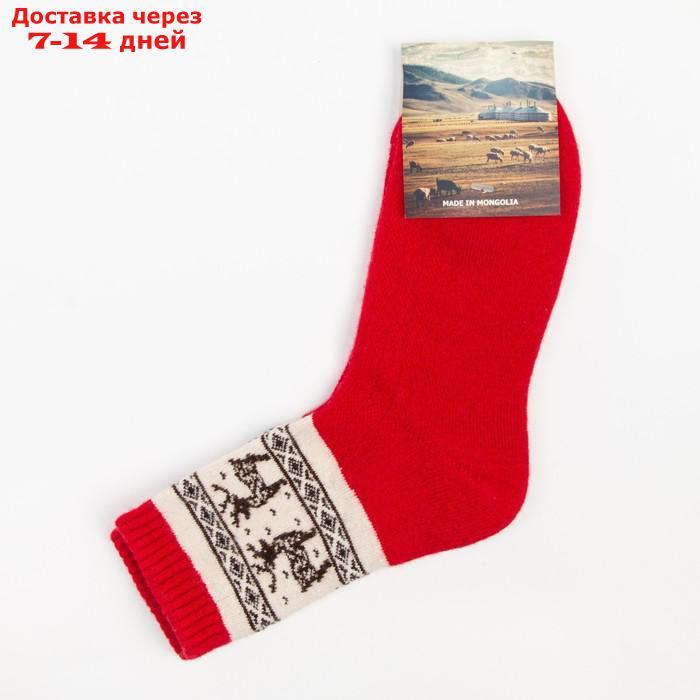 Носки женские шерстяные с оленями, цвет красный, размер 23 (35-37) - фото 5 - id-p215606175