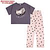 Пижама футболка и брюки "Симпл-димпл" для девочки, рост 152 см., цвет графит/персиковый, фото 2