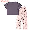 Пижама футболка и брюки "Симпл-димпл" для девочки, рост 152 см., цвет графит/персиковый, фото 3