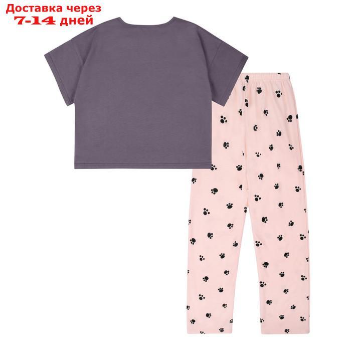 Пижама футболка и брюки "Симпл-димпл" для девочки, рост 152 см., цвет графит/персиковый - фото 3 - id-p216143034