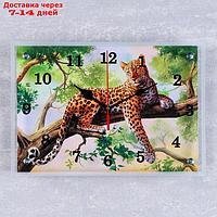 Часы настенные прямоугольные "Леопард на ветке", 25х35 см