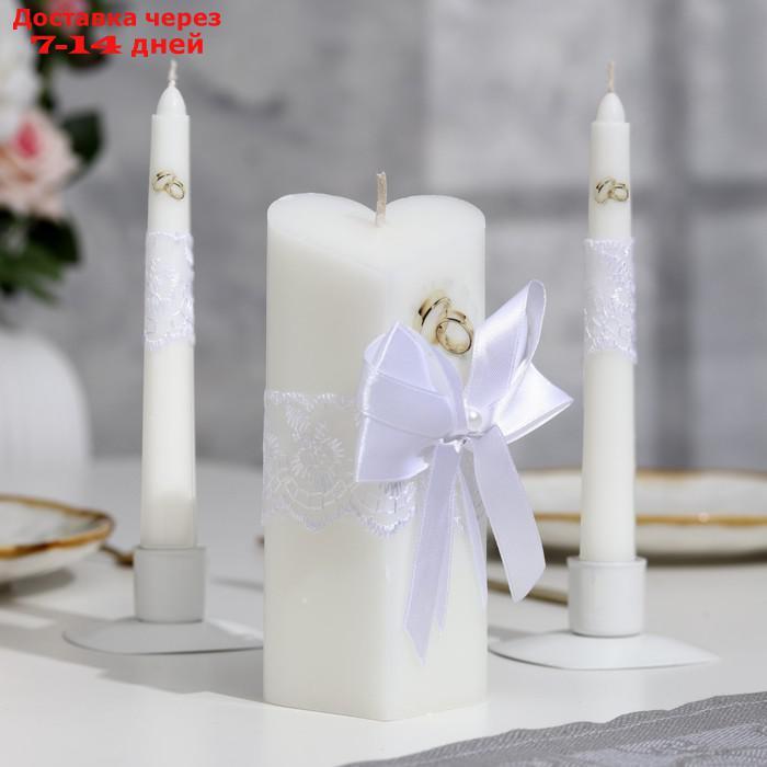 Набор свечей "Кружевной", белый : Домашний очаг 6.8х15см, Родительские свечи 1.8х17.5см - фото 1 - id-p216015195