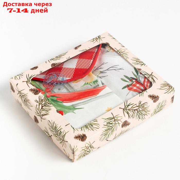 Набор подарочный "Этель" Christmas red flowers, фартук, полотенце, прихватка - фото 2 - id-p216018108